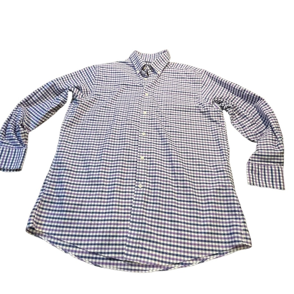 Dockers Classic Fit purple &‎ white plaid stripes long sleeves size large